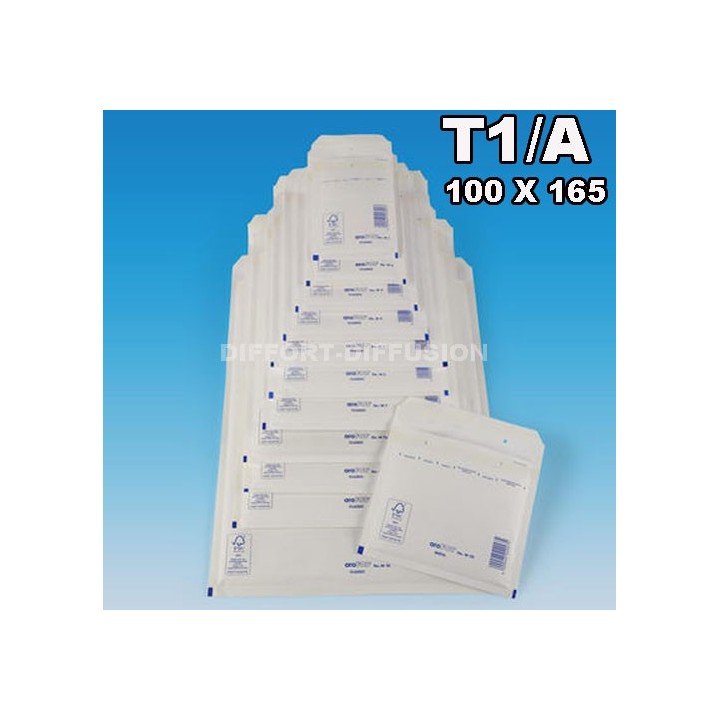 200 ENVELOPPES BULLES T1 (100*165mm) BLANCHES DIFFORT DIFFUSION - 1