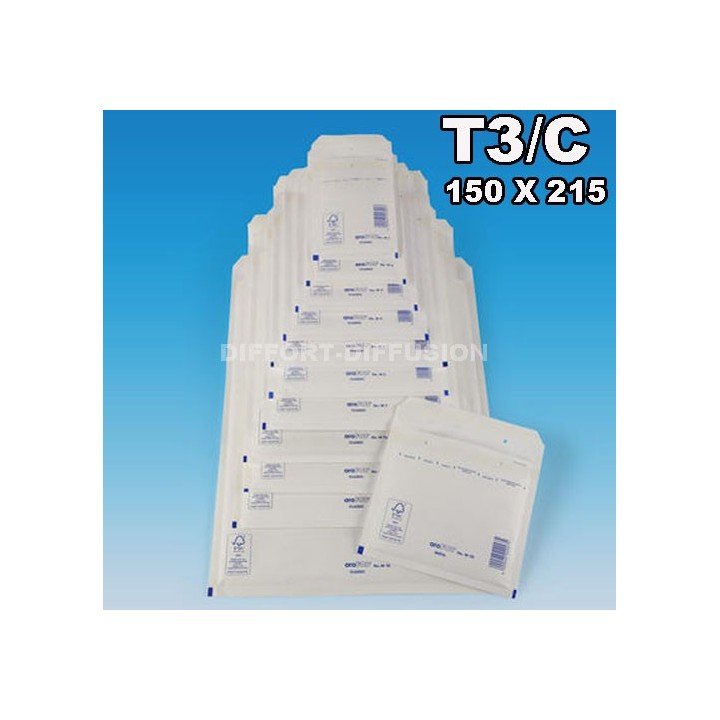 100 ENVELOPPES A BULLES T3 (170*225) BLANCHES DIFFORT DIFFUSION - 1