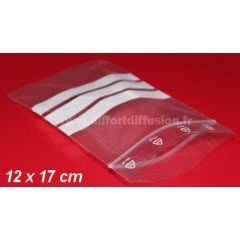 1000 sachets plastiques Zip 120x170 mm avec bandes blanches DIFFORT DIFFUSION - 1