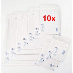 10x enveloppes à bulles BLANCHES (dimensions au choix)
