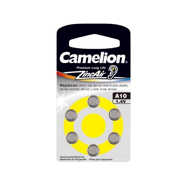 30 piles auditives Camelion N°10 / A10 ZINC AIR