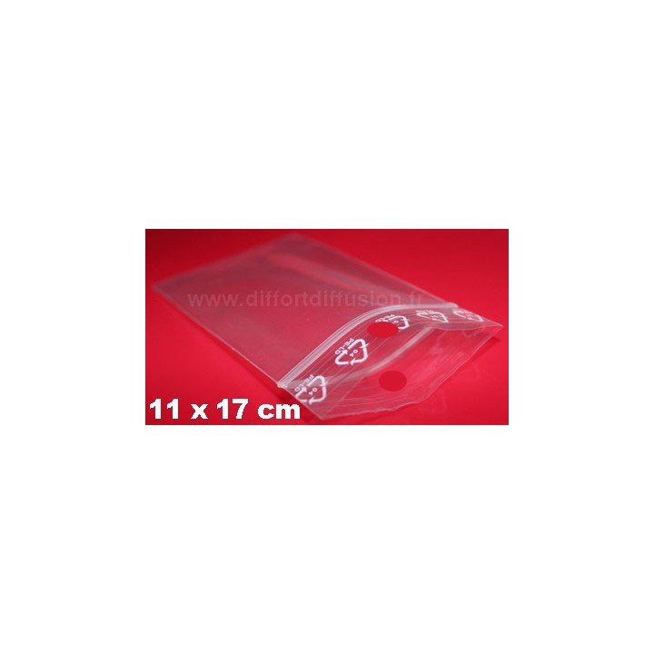 1000 sachets plastiques Zip 110x170 mm avec trou de suspension DIFFORT DIFFUSION - 1