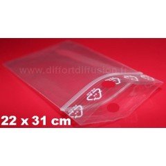 500 sachets plastiques Zip 220x310 mm avec trou de suspension DIFFORT DIFFUSION - 1